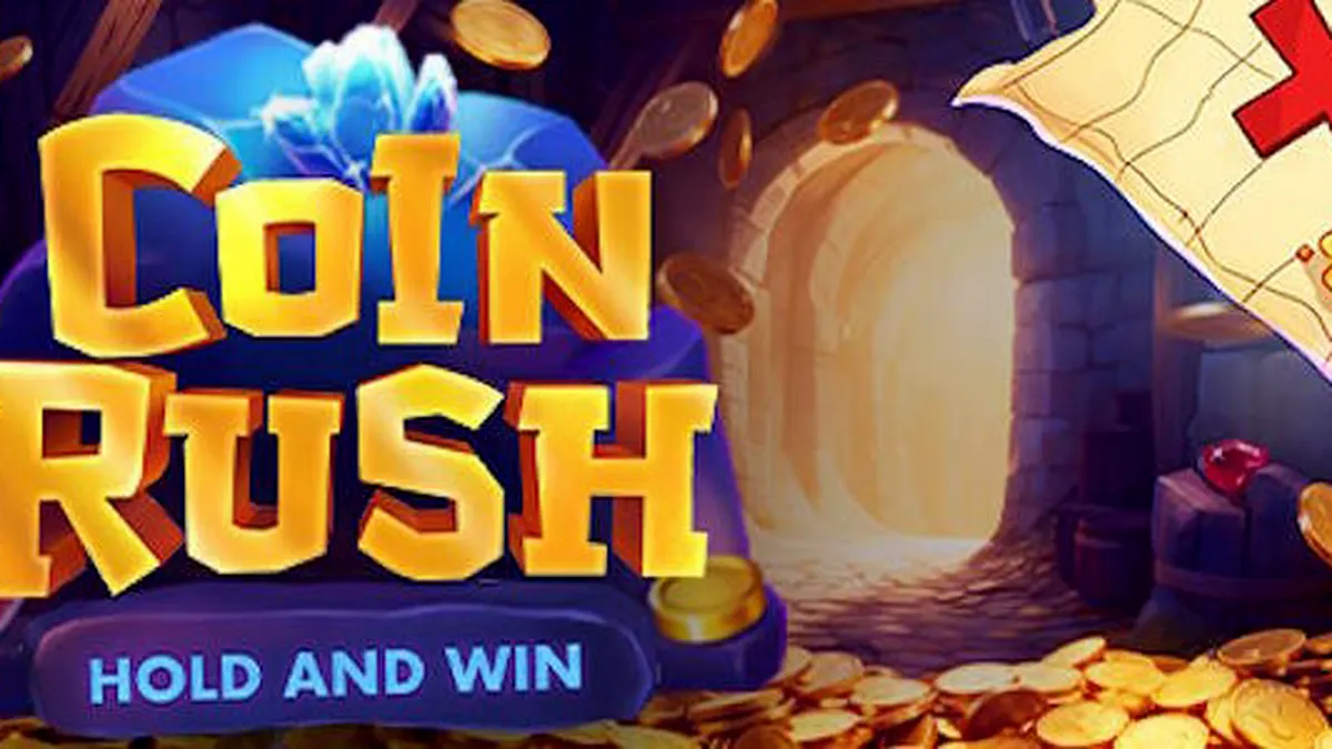 Tampilan visual slot Coin Rush dengan simbol koin emas dan latar belakang dinamis.